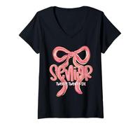 Womens Senior Twenty Twenty-Six Coquette Graduation Class of 2026 V-Neck T-Shirt