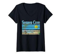 Women's Sennen Cove Family Holiday Beach Retro Graphic V-Neck T-Shirt