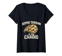 Women's Sepak Takraw is My Cardio Funny Rattan Ball Player V-Neck T-Shirt