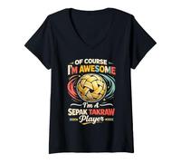 Women's Sepak Takraw Player Funny Awesome Rattan Ball Sport V-Neck T-Shirt