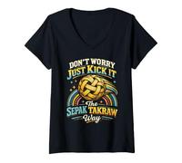 Women's Sepak Takraw Rattan Ball Kick It Funny Southeast Asian V-Neck T-Shirt