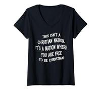 Womens Separation Of Church And State Anti Religion Atheist Atheism V-Neck T-Shirt