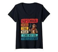 Women's September 1948 The Man The Myth The Legend 78 Years Birthday V-Neck T-Shirt