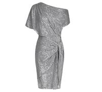 Womens Sequin Bodycon Dresses Off Shoulder Ruched Sparkly Glitter Club Dress for Cocktail Party Evening Silver