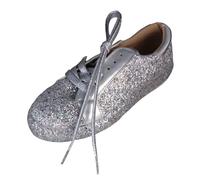 Women's Sequin Glitter Trainers Lace Up Fashion Flat Shoes Glitter Trainers Women Outdoor Walking Shoes Casual Shoes Bling Shiny Dressy Tennis Wedding Bridal Shoes, Silver A, 2/2.5 UK
