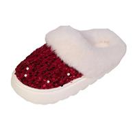 Women's Sequin Head Wrapped Warm Home Slippers for Comfort and Style (Red, 39)