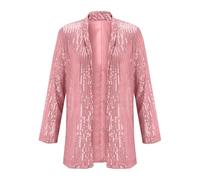 Women's Sequin Jacket Elegant Open Front Long Sleeve Glitter Sparkly Cardigan Casual Bling Evening Jacket Ladies Outerwear for Party Holiday L