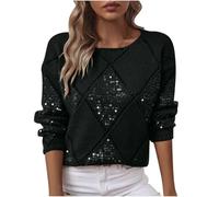 Womens Sequin Jumpers Sparkly Knit Sweaters Long Sleeve Loose Sweater Crochet Glitter Sequin Top Solid Color Pullover Sweatshirt Elegant Tunic Long Sleeve Tops Fashion Clothes Ladies UK Size 8-16