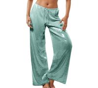 Womens Sequin Pants Low Rise Sparkly Glitter Wide Leg Disco Pants UK Party Dance Bottoms Nightclub Wave Outfits Flowy Boho Trousers Elastic Waist Clubwear for Women Festival,Green,M