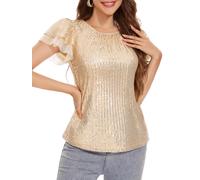 Women's Sequin Party Top - Champagne XXL