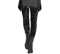 Women's Sequin Printed Fashionable Casual Slimming Bottom Pants Leggings for Women 80s Plus Size (Black, XXXL)