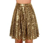 Women's Sequin Skirt for Parties, High Waisted Glitter Mini Skirt with Shorts, Sparkly A-Line Dance Skirt for Christmas NYE Club Night and Evening Events