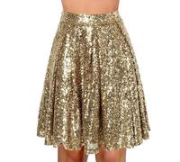 Women's Sequin Skirt for Parties, High Waisted Glitter Mini Skirt with Shorts, Sparkly A-Line Dance Skirt for Christmas NYE Club Night and Evening Events