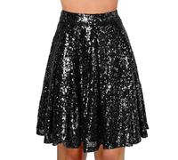 Women's Sequin Skirt for Parties, High Waisted Glitter Mini Skirt with Shorts, Sparkly A-Line Dance Skirt for Christmas NYE Club Night and Evening Events