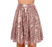 Women's Sequin Skirt for Parties, High Waisted Glitter Mini Skirt with Shorts, Sparkly A-Line Dance Skirt for Christmas NYE Club Night and Evening Events