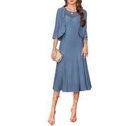 Women's Sequin Sleeveless Dress Round-Neck High Waist Elegant Evening Dresses 2 Piece Midi Dress with Cardigan Peacock Blue XL