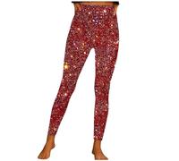Women's Sequin Stretch Skinny High Rise Glitter Elasticated Waist Trousers - Sparkle Tight Leggings for Evening Prom Party Pants - Slim Fit Long Elegant Casual Clubwear