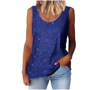 Women's Sequin Tops Elegant Sleeveless Glitter Camisole Vest Ladies V Neck Tank Top Wide Strap Camitops Sexy Sparkly Shimmer Top Summer Tees Daily Club Wedding Party Tops for Night Out Blue