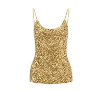 Women's Sequin Tops Sleeveless Glitter Camisole Vest Adjustable Straps Daily Halter Tank Tops Blouse Tshirts For Night Club Party Performance Costume Camisole Sleep Set (Gold, One Size)