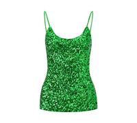 Women's Sequin Tops Sleeveless Glitter Camisole Vest Adjustable Straps Daily Halter Tank Tops Blouse Tshirts For Night Club Party Performance Costume Camisole Sleep Set (Green, One Size)