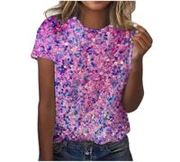 Women's Sequin Tops Sparkle Long Sleeve Blouses Shimmer Glitter Sweatshirt Party Crewneck Loose Fit Shirts Festival Party Shining Tees Fancy Dress Disco Retro Outfit Costume(A1 Pink,S)