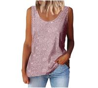 Women's Sequin Tops Sparkle Tank Camisole Tops Sexy V Neck Thick Strap Camisole Sleeveless Loose Fit Party Cami Vest Club Party Cocktail Vest Shirt Party Blouse Pink