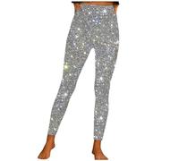 Women's Sequin Trousers - Sparkle Glitter Elasticated Waist Skinny High Rise Stretch Tight Leggings Evening Prom Party Pants Slim Fit Long Pants Casual Elegant Clubwear