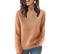 Womens Sequin Turtleneck Knitted Jumpers Long Sleeve Plush Sparkle Pullover for Winter Holiday Parties Glitter Ladies Sweater for Women UK Tunic Top Work Office Going Out Tops XL Orange