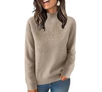 Womens Sequin Turtleneck Knitted Jumpers Long Sleeve Plush Sparkle Pullover for Winter Holiday Parties Glitter Ladies Sweater for Women UK Tunic Top Work Office Going Out Tops M Camel