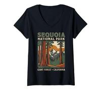 Women's Sequoia National Park Giant Forest California Vintage Scene V-Neck T-Shirt