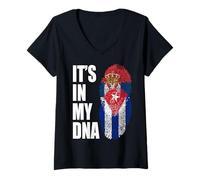 Women's Serbian and Cuban Vintage Heritage DNA Flag V-Neck T-Shirt