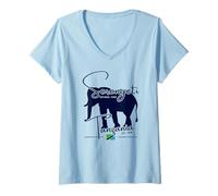 Womens Serengeti National Park Elephant Tanzania Flag Safari V-Neck T-Shirt
