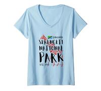 Womens Serengeti National Park Tanzania Flag Safari Giraffe Africa V-Neck T-Shirt