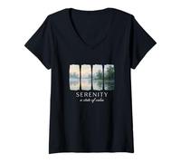 Women's Serenity A State of Calm Peaceful Nature and Zen Mindfulness V-Neck T-Shirt