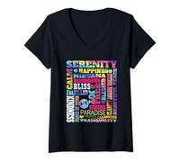 Womens Serenity Calmness Peace Joy Blessed Bliss Healing Kindness V-Neck T-Shirt