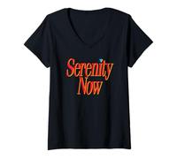 Womens Serenity Now - Retro pop Culture Quote 80s 90s Funny Sarcasm V-Neck T-Shirt