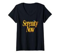 Womens Serenity Now - Retro pop Culture Quote 80s 90s Funny Sarcasm V-Neck T-Shirt