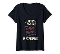 Women's Serial Quilter Sewciopath Funny Quilter Sewing Humor Gift V-Neck T-Shirt