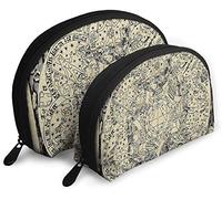 Womens Series of Ancient Mystic Esoteric Old Map Travel Cosmetic Bags Waterproof 2PC Makeup Clutch Pouch Cosmetic and Toiletries Organizer Bag Portable Travel Toiletry Pouch Girls