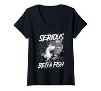 Women's Serious About Betta Fish Aquarium Fish Keeper V-Neck T-Shirt