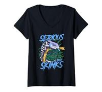 Womens Serious About Blue Tongue Skinks Reptile Keeper V-Neck T-Shirt