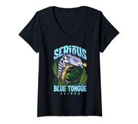 Womens Serious About Blue Tongue Skinks Reptile Keeper V-Neck T-Shirt