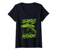 Womens Serious About Green Tree Pythons Reptile Keeper V-Neck T-Shirt