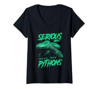 Women's Serious About Green Tree Pythons Reptile Keeper V-Neck T-Shirt
