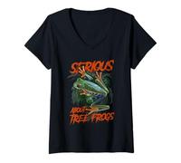 Women's Serious About Red Eyed Tree Frogs V-Neck T-Shirt
