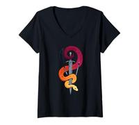 Womens Serpent's Arsenal Fantasy Snake V-Neck T-Shirt