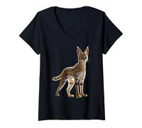 Womens Serval Big Cat Africa Savannah Leopard Cat Cute Serval V-Neck T-Shirt