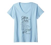 Women's Servant of All Be First Last Mark 9:35 Jesus Scripture Pray V-Neck T-Shirt