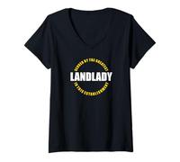 Womens Served by The Greatest Landlady in This Establishment Quote V-Neck T-Shirt