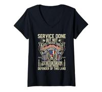 Womens Service done but not erased Veteran Dad Retro Veteran Shirt V-Neck T-Shirt